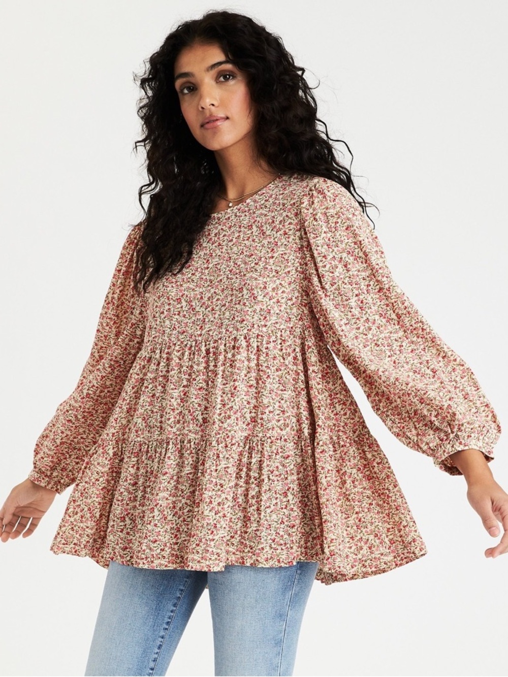 American Eagle Outfitters Floral Babydoll Top